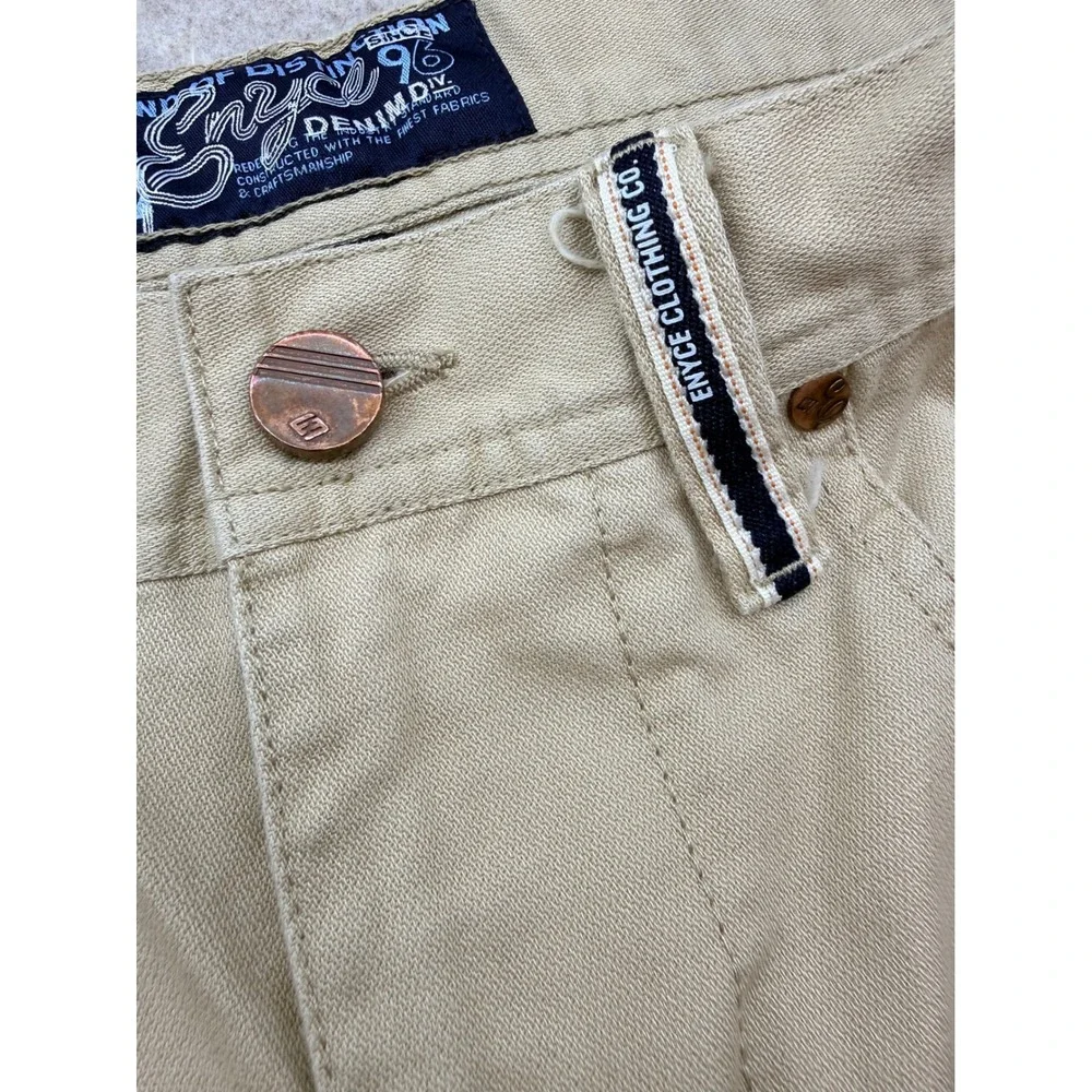 Enyce Mens 34 Khaki Baggy Shorts Y2K Hip Hop Streetwear Twill 90s Tan wide leg